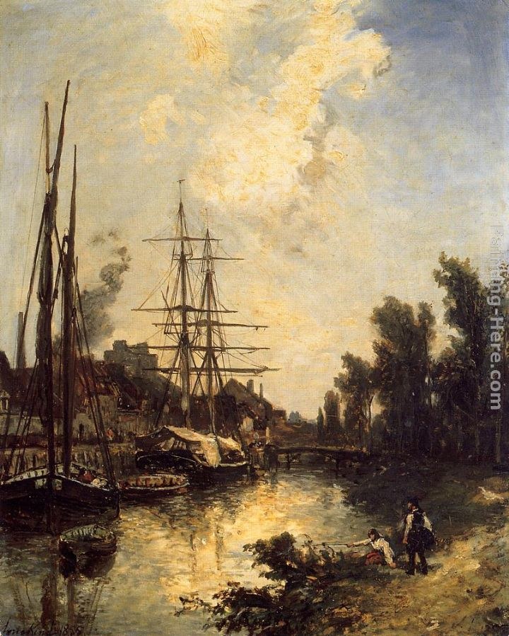 Johan Barthold Jongkind Boats Dockside